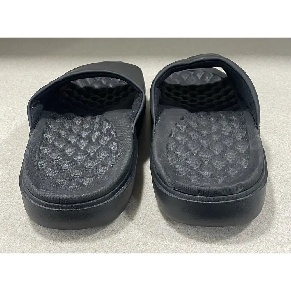 New- Islide NBA Golden State Warriors Logo Slide Sandals Black Unisex Size 12